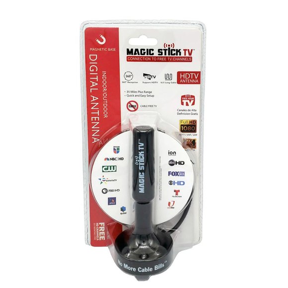 Magic Stick MS-50MAX: HDTV TV Antenna w/ Magnetic Base Indoor, Outdoor - Black - Picture 2 of 10